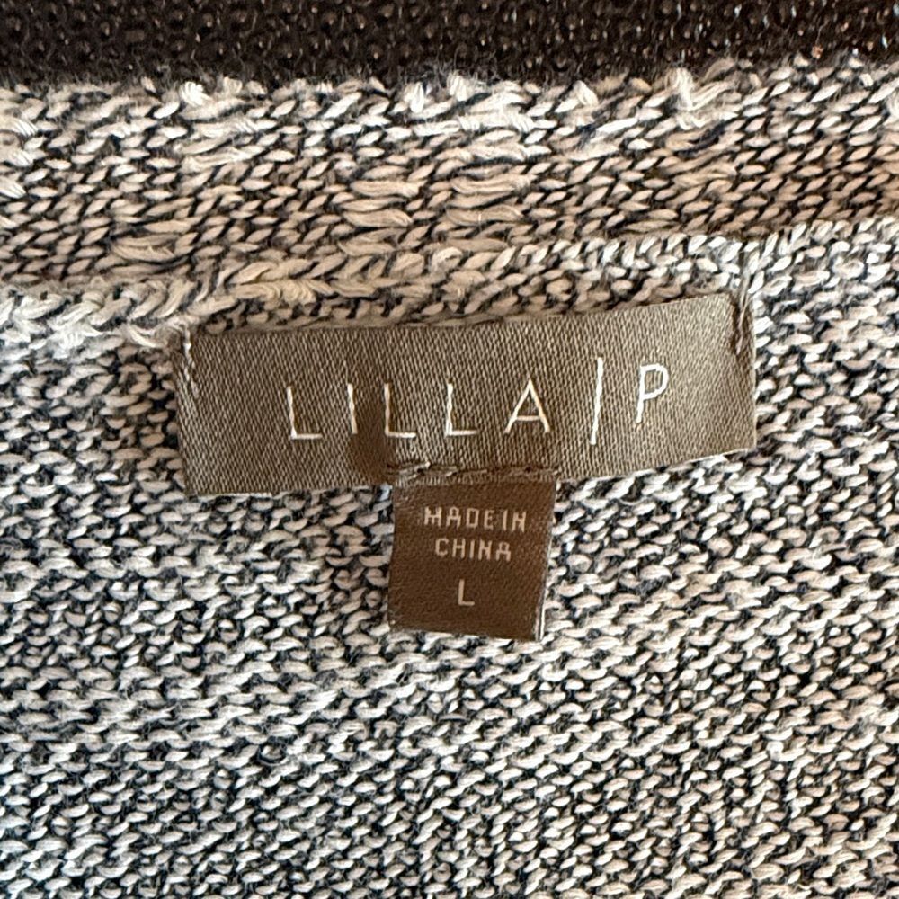 Lilla P Light Gray Deep V-Neck Sweater with silk blend size Large - Picture 2 of 8